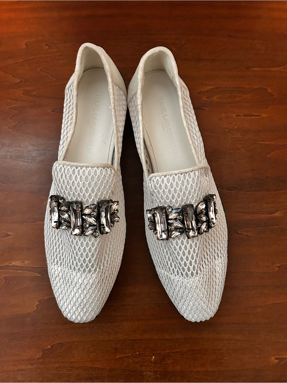 Karl Lagerfeld white Paris Bri Platform slip on Loafers 7.5